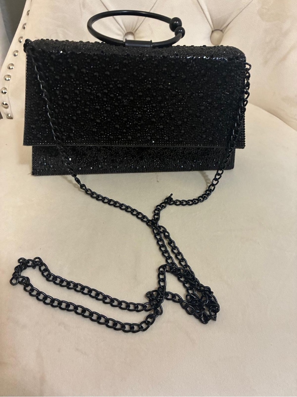 Black Sequin Evening Shoulder Bag